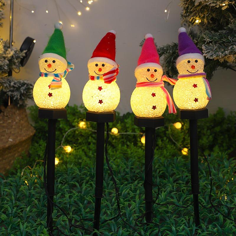 4/1pcs LED Christmas Snowman Solar Lights Cute Snowmans Outdoor Waterproof Light Garden Lawn Fence Lamps Holiday Party Decor