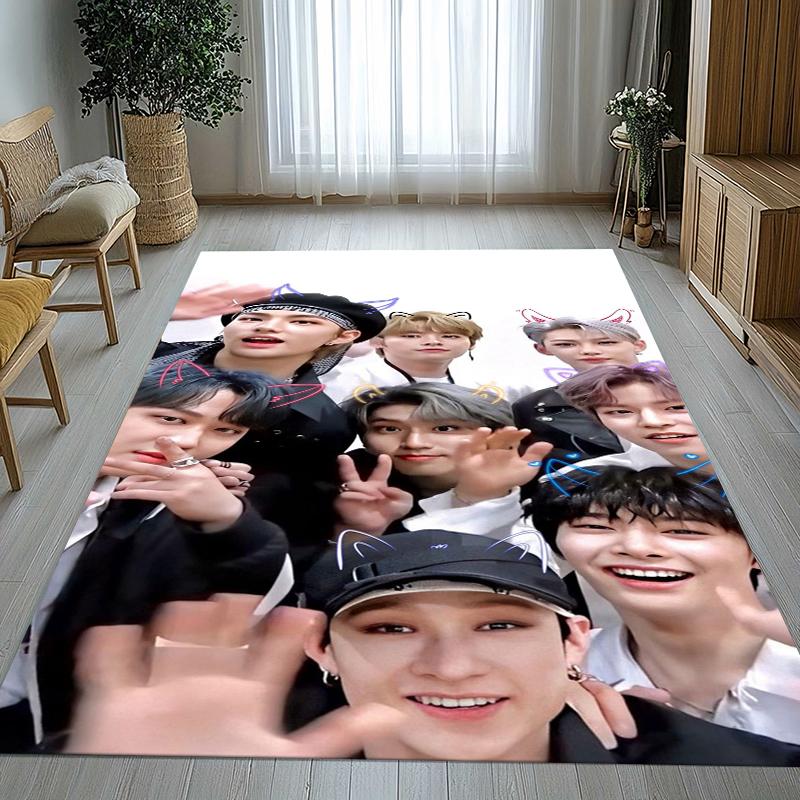HD Stray Kids Kpop Star Living Room Non-Slip Area Rug Soft Carpet for Bedroom Kids Playroom Sofa,Home Decor Doormat Gift