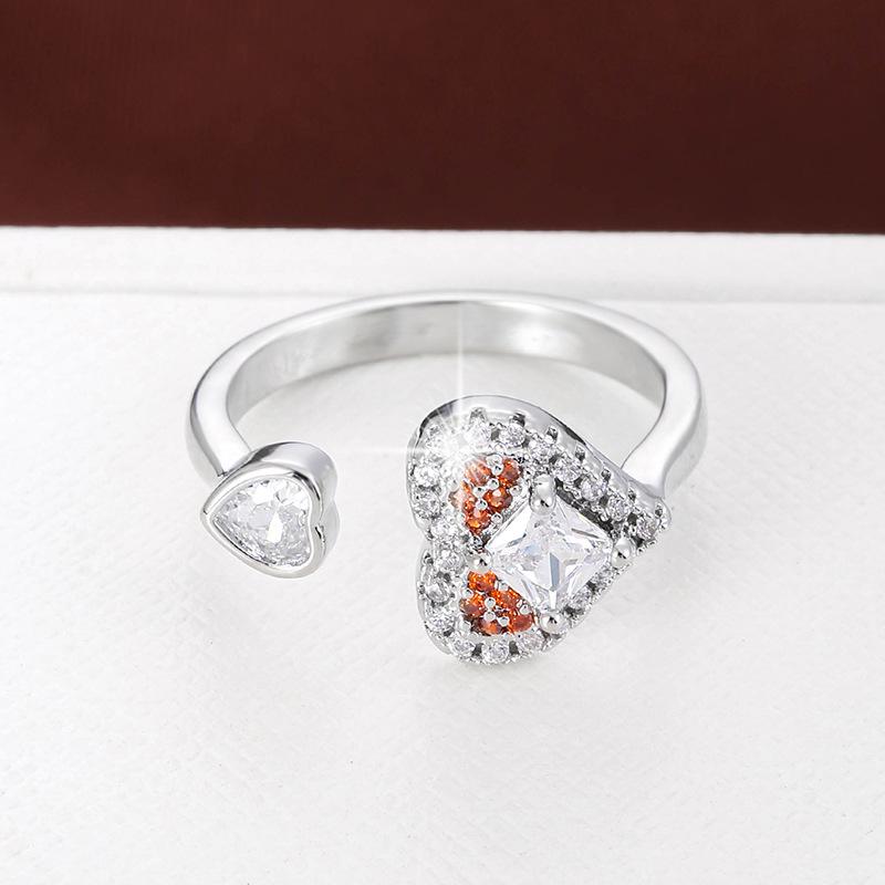 Herzförmiger Zirkonbesetzter Ring: Modischer, Verstellbarer, Eleganter Zeigefingerring