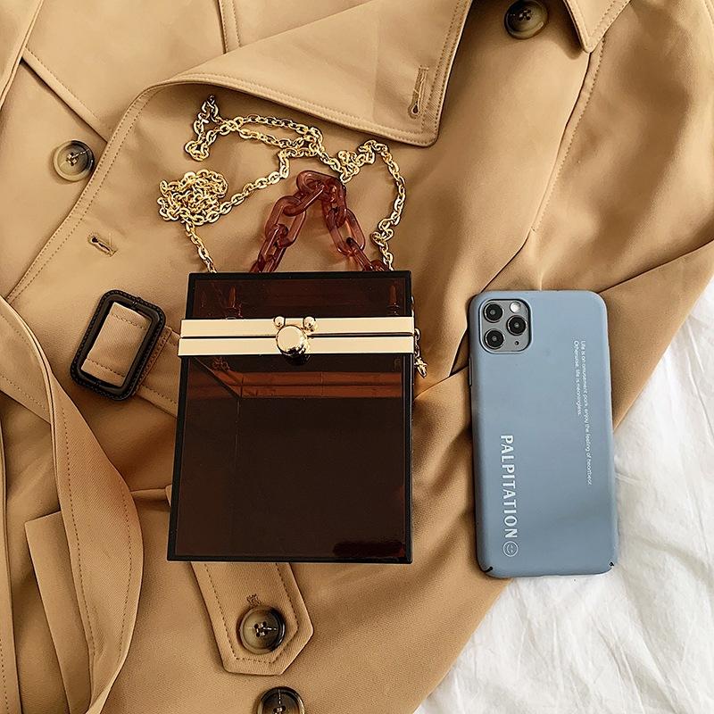 Women Bag Personalized Creative Women's Bag 2025 New Korean Version Acrylic Transparent Ins Chain Messenger Box Bag