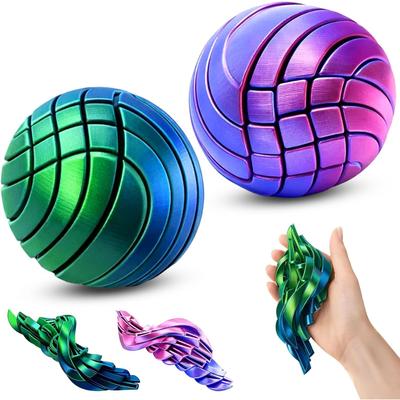 2Pcs 3D Fidget Toy,Durable and Portable Fidget Ball,Push Fidget 3D Printed Fidget Toy,Stress Relief Toy for Boy and Girl