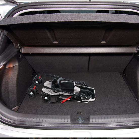 4 Wheels Pet Stroller, Folding Dog Cat Stroller with Cup Holder, Breathable Mesh for Small Pets