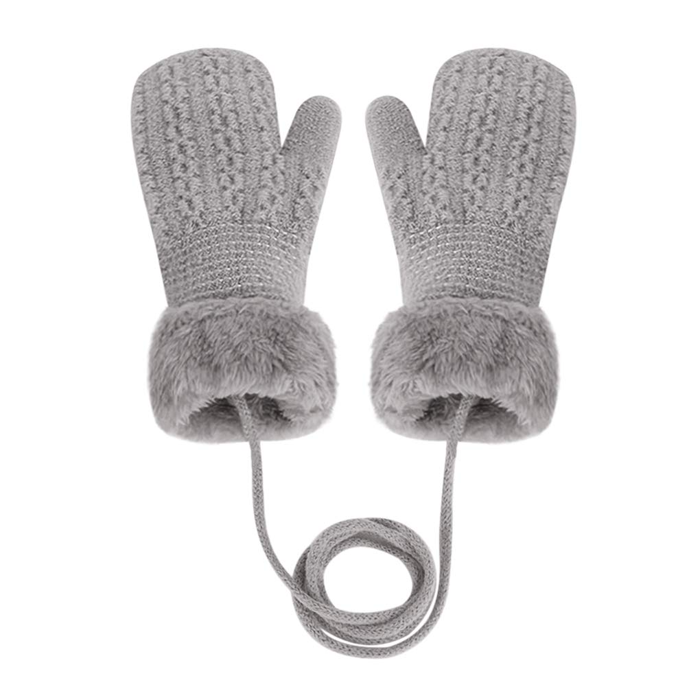 FakeFace Winter Warm Knit Solid for Toddlers Boys and Perfect for and Playing in the Includes Neck Kids' Mittens, Gloves, Double-Layered, Color, (Ages