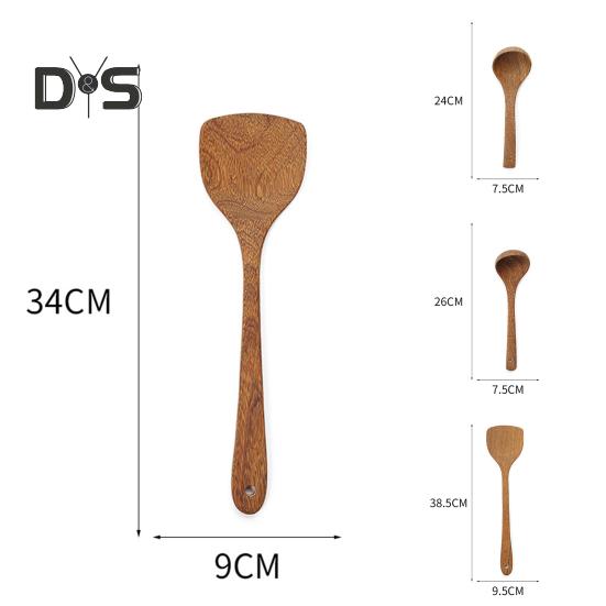 Tepelně odolné kuchyňské náčiní Potravinářské dřevěné užitkové kuchyňské nádobí Pánev špachtle Příslušenství na vaření