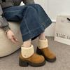 Women's Fur Mouth Lightweight Thick Sole Winter Insulated Fur One Snow Boots Anti-slip Cushioning Wear-resistant Casual Sports Cotton Boots