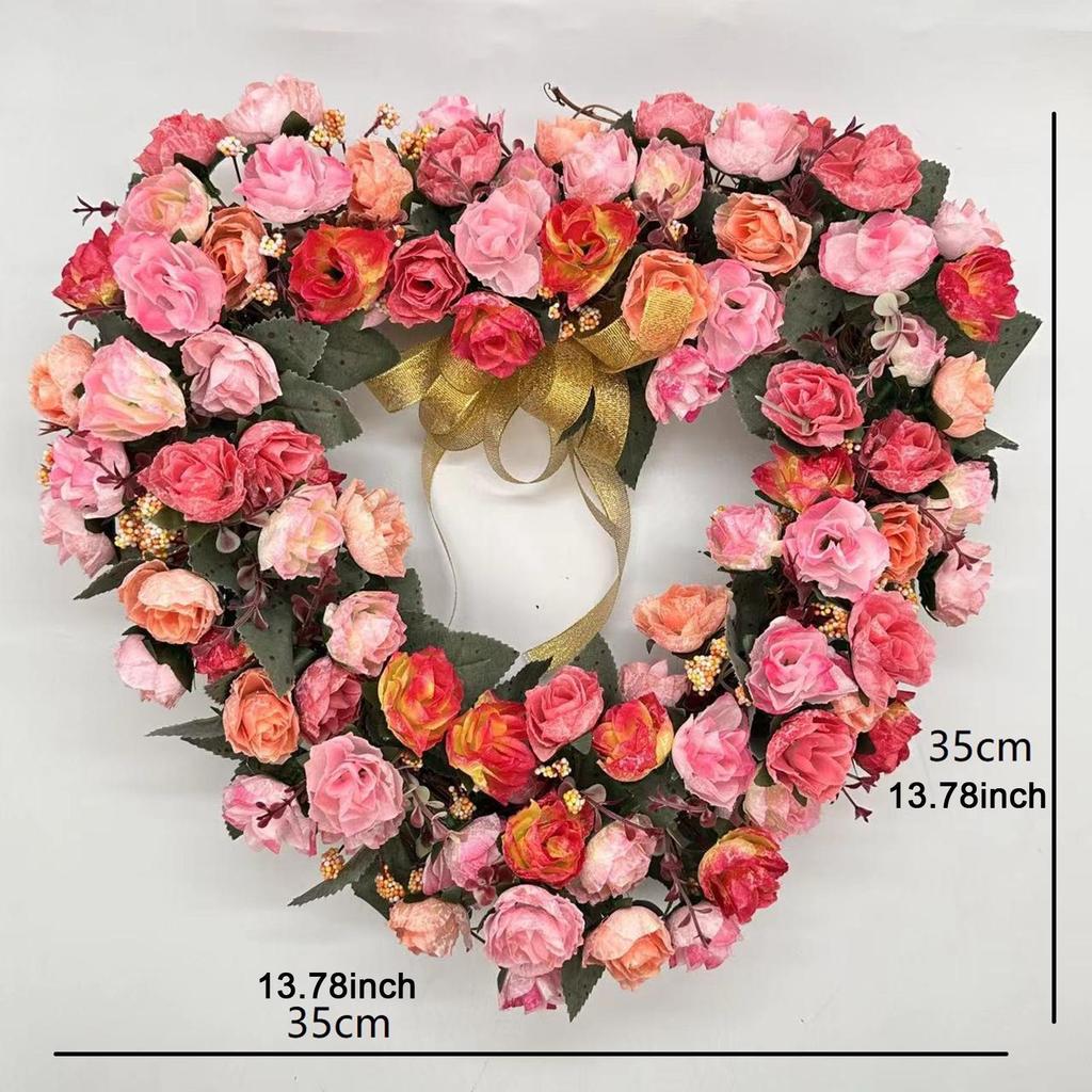 Love Heart Wreath Front Door 18" Garland for Housewarming New Year Farmhouse