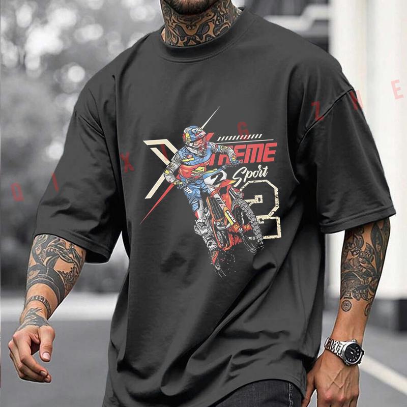 Black Xtreme Motocross Rider Graphic Tshirt Dirt Bike Extreme Sport Print Soft Cotton Unisex Oversized Short Sleeve Tee