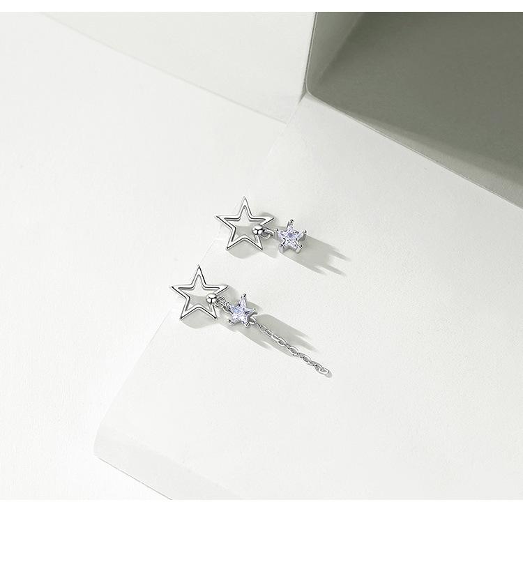 Asymmetrical Korean Style Star Tassel Stud Earrings for Women - Retro Fashion Hip Hop Jewelry