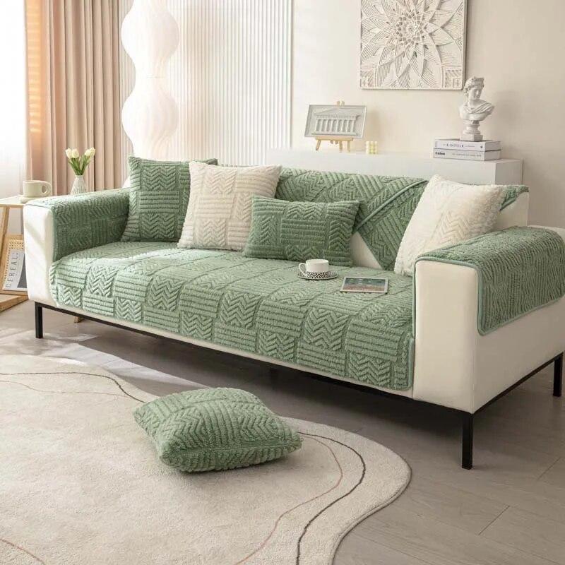 Winter Thickened Super Soft Velvet Sectional Sofa Towel Short Plush Quilted Sofa Cover Luxury Comfortable Non-slip Couch Covers