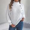 Maglione a coste vintage con colletto alto Cardigan largo a maniche lunghe Monocolore Top Autunno Inverno