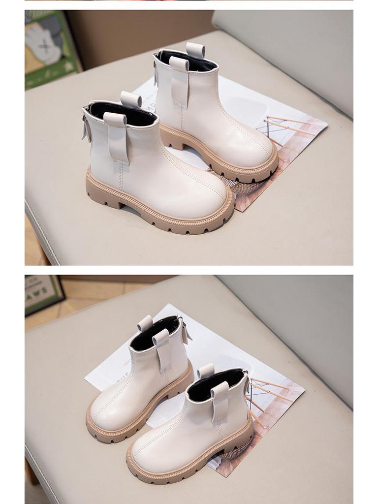 2025 Girls' Ankle Martin Boots: Autumn/Winter Fashionable, Versatile Leather & Cotton Boots for Kids