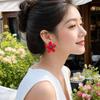 Bright Color Flower Stud Earrings Asymmetry Design Statement Earrings  Party