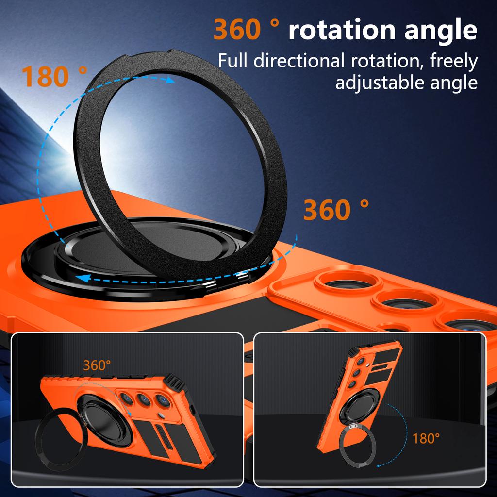 For Samsung Galaxy S24 Case Compatible with MagSafe Rotary Kickstand Anti-Drop TPU+PC Phone Cover