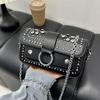 European American Luxury Studded Shoulder Bag Stylish Versatile Metal Chain Crossbody Bag Magnetic Buckle Small Square Bag