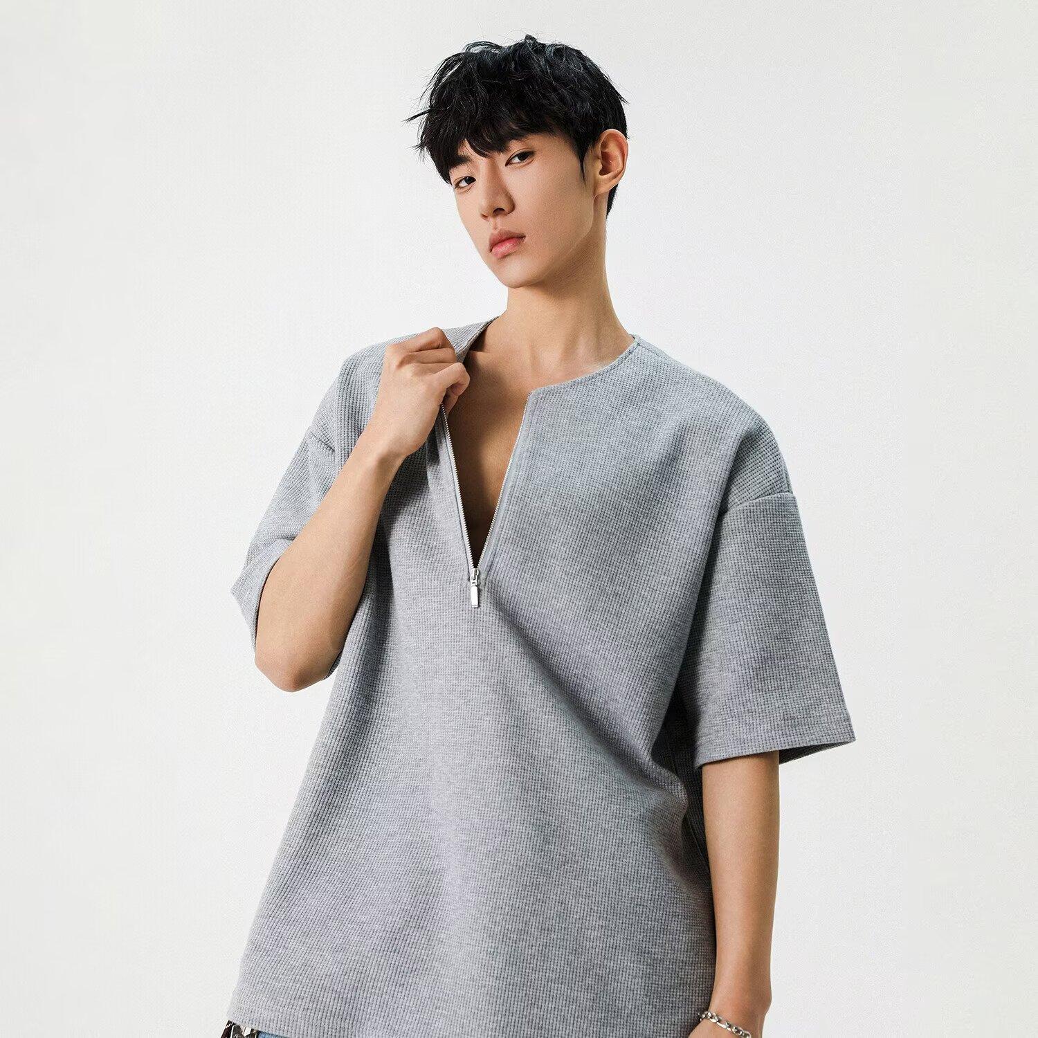 

Футболка с коротким рукавом, мужская модная брендовая летняя свободная футболка с коротким рукавом 2024 года, новинка от знаменитостей из интернета, мода, простой принтованный топ 3XL серый