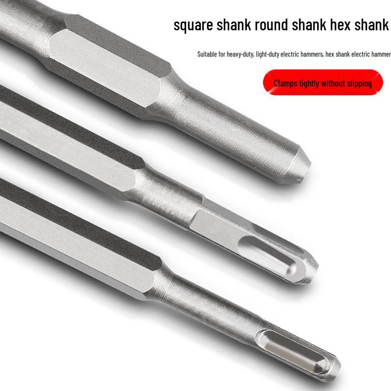 Electric Hammer Impact Drill Set: Square & Round Shank, Pointed & Flat Chisel, Pick Head, Shovel, U-Shaped Chisel, Slotting Drill for Concrete
