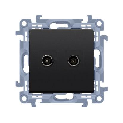 Double F-type antenna socket (module), matte black, SIMON10