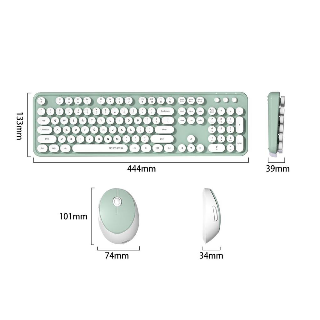 Mofii Tolles 2,4G-Kabellos-Tastatur- und Mauspaket mit 104 runden Tastenkappen, konzipiert für das Büro