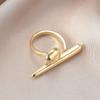 Exaggerated Glossy Geometric Metal Ring for Women – High-End French Style