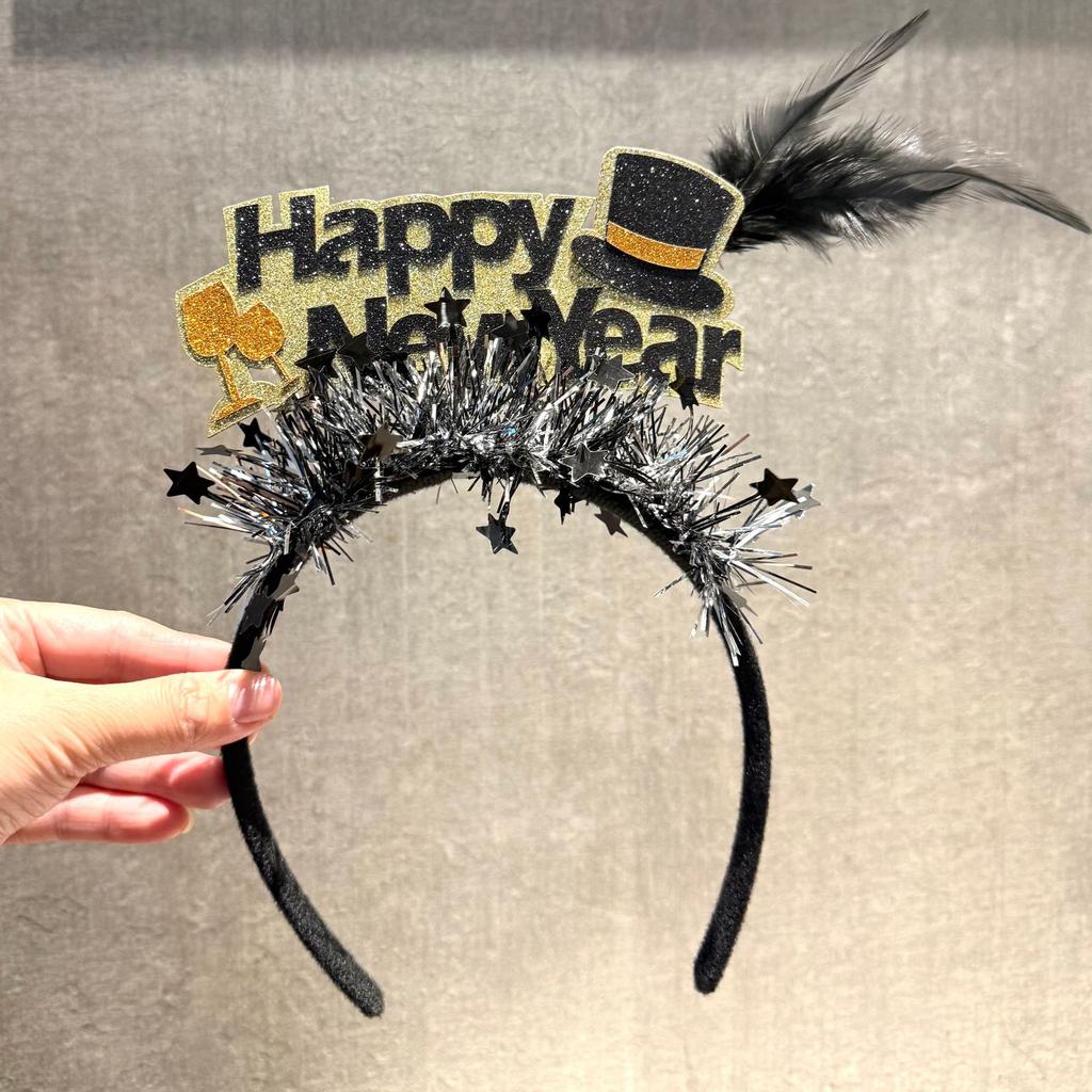 2026 New Year Christmas Headband Hair Hoop Festive Decorative Hair Band for Party Photo Countdown Celebration Hair Accessories