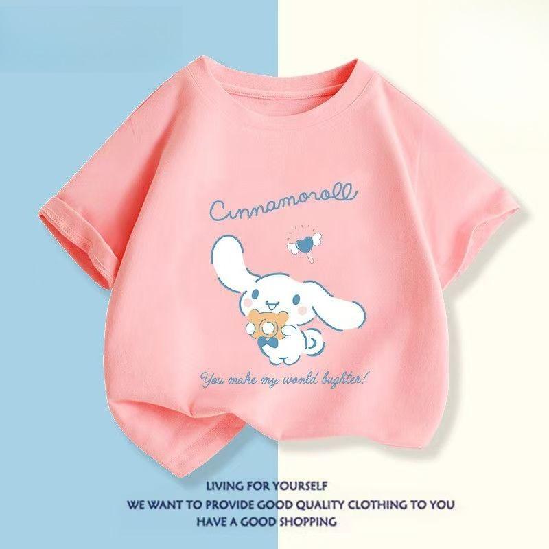 

Sanrios 2026 Summer New Design My Melody Graffiti Cartoon Print Pure Cotton Breathable Childrens ShortSleeved TShirt S