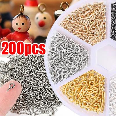 200 vnt. Mini įsukami kabliukai Geležinis pakabukas lauko girliandoms, luboms, kabančioms gėlėms, puodeliams, meniniams papuošimams, puodeliui, prailginamas „pasidaryk pats“ kabliukas