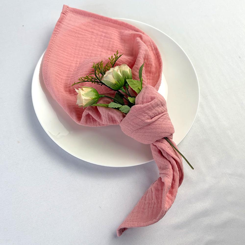 10PCS Cloth Napkins Boho Gauze Washable Cotton 16X16Inches for Wedding Baby Shower Bridal Shower Dinner Tea Party Easter Decorat