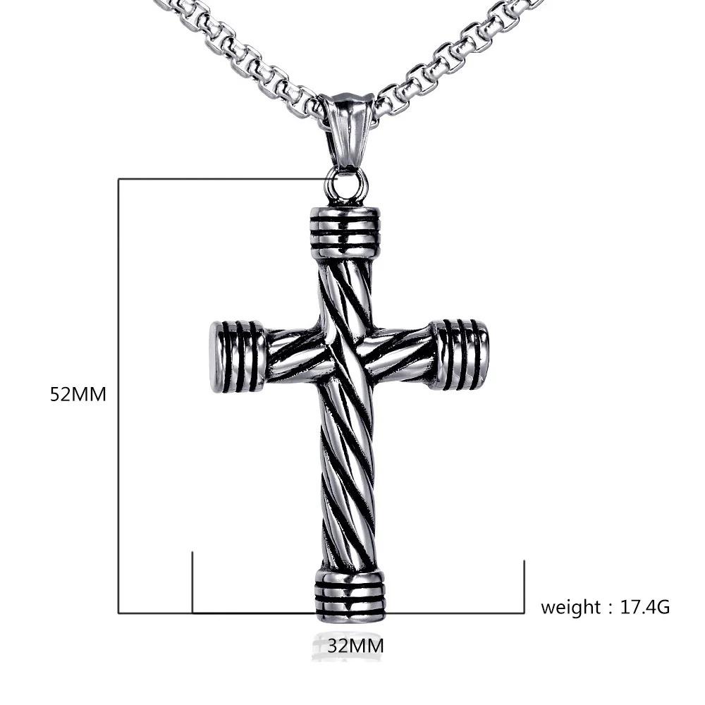 Europe and America Hip-Hop Men's Trendy Stainless Steel Chain Cross Pendant Necklace Punk Rock Style Accessory