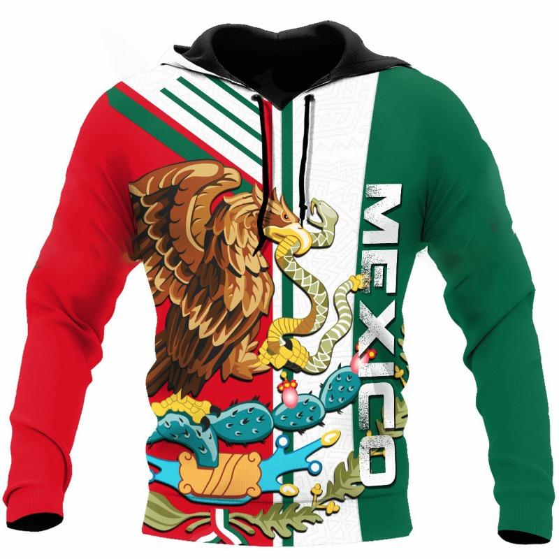 Sweats à capuche du Nouveau-Mexique Sweat à capuche pour homme Impression 3D Drapeau du Mexique Tops Automne Manches longues Vêtements de rue Sweat à capuche à capuche de créateur pour homme