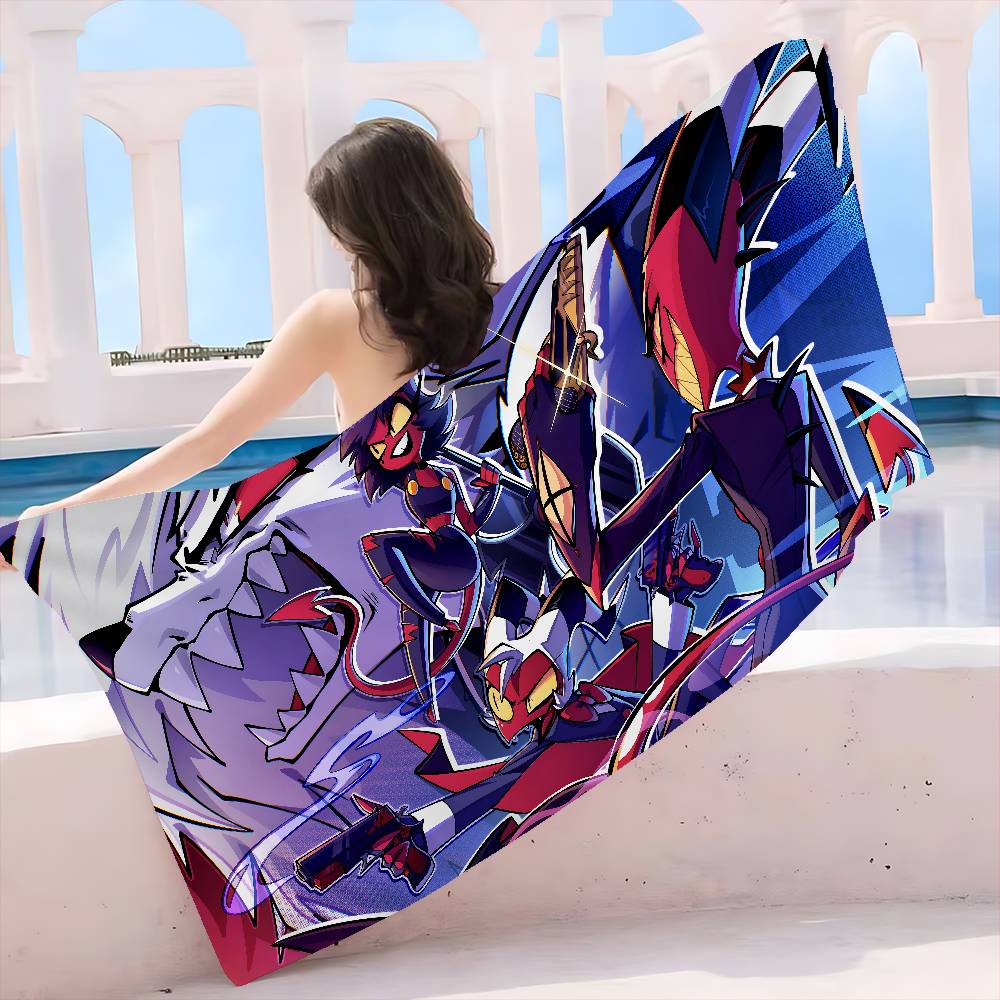 

Cartoon H-Helluvads Boss Microfiber Blanket Quick Drying Beach Towels Oversized Printing Super Absorbent Pool Towel Blanket W40*H60(CM)