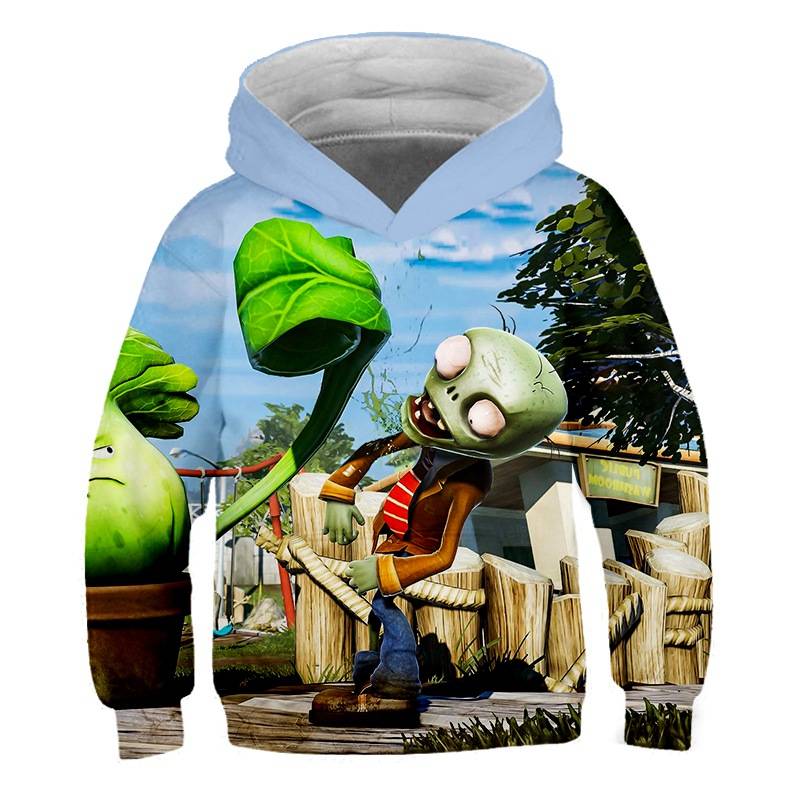 

2024 Осенняя толстовка Plants vs Zombies Series Автономный игровой узор Pea Shooter Potato Mine Цифровая печать Повседневная куртка 130