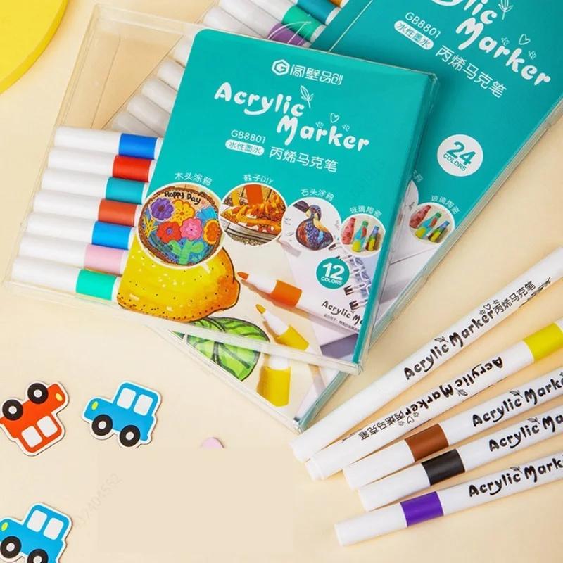 Colores Set Acrylic Paint Art Marker Pen Rock Painting for Kids Graffiti Stone Ceramic Glass Wood DIY Crafts Art Supplies