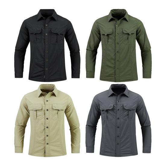 Men Spring Fall Outdoor Shirt Quick Dry Plus Size Soft Breathable Waterproof