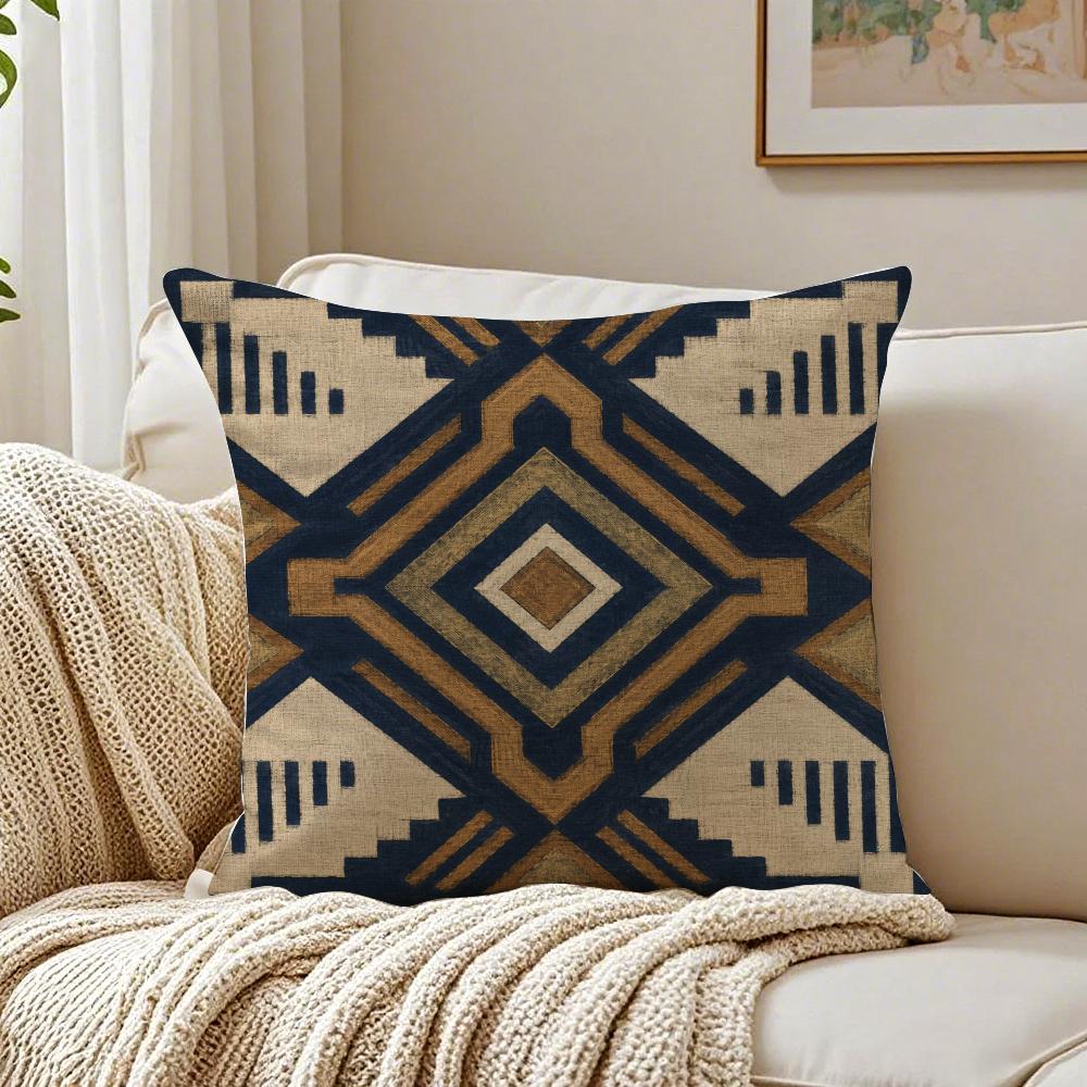 Modern Geometric Boho Style Pillow Case Double-Sided Plush Sofa Cushion Covers Organic Breathable Invisible Zipper