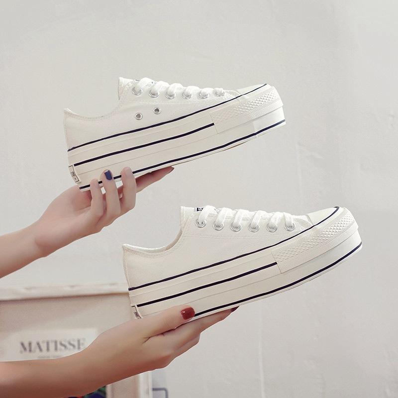 Autumn's Platform Student Canvas Shoes Women's Ins Low-top Board Shoes Heightening Retro Casual Single Shoes Retro Style