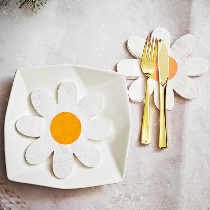 20Pcs/Set White Daisy Flower Paper Napkins Party Disposable Tissues Towel Baby Shower Wedding Decoration