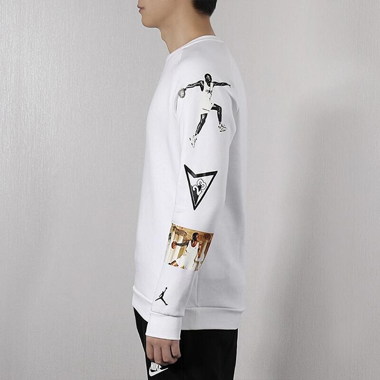 Air Jordan Sport Casual Print Crew Neck Long Sleeve Sweatshirt Men Tops White CD5872-100
