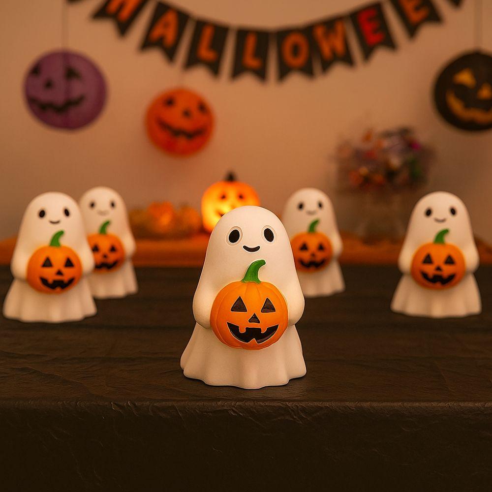 Realistic Halloween Ghost Statue Cute Holding Pumpkin Ghost Pumpkin Ghost Figurine Indoor Outdoor