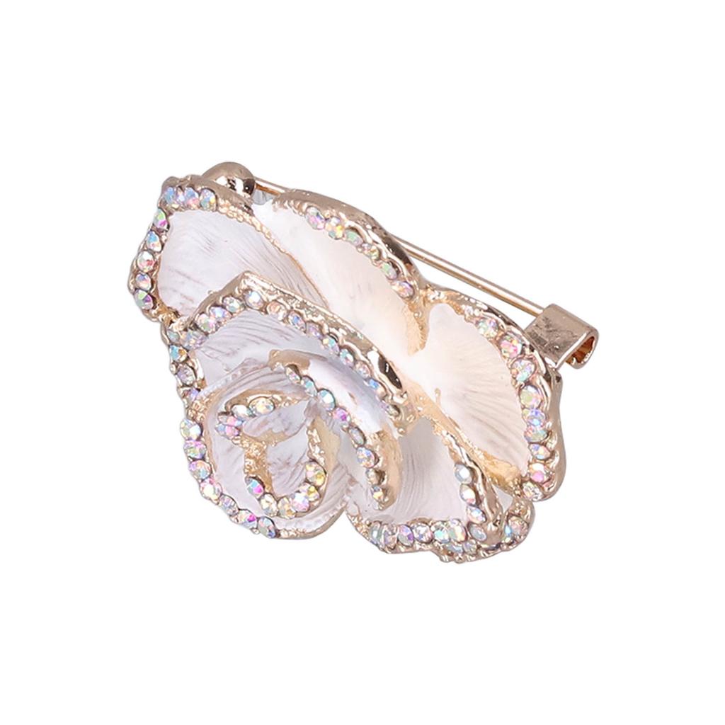 Brooch Pin Camellia Shape Elegant Exquisite Rhinestone Embellished Brooch for Women Clothes Silk Scarf Decoration
