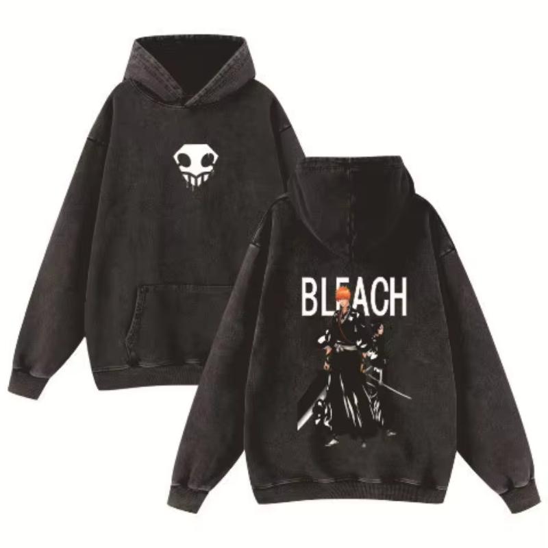 Horké Anime BLEACH Kurosaki Ichigo Grafické Prané Mikiny s Kapucí Pánské Dámské Bavlněné Mikiny Vintage Ležérní Streetwear Harajuku Mikina