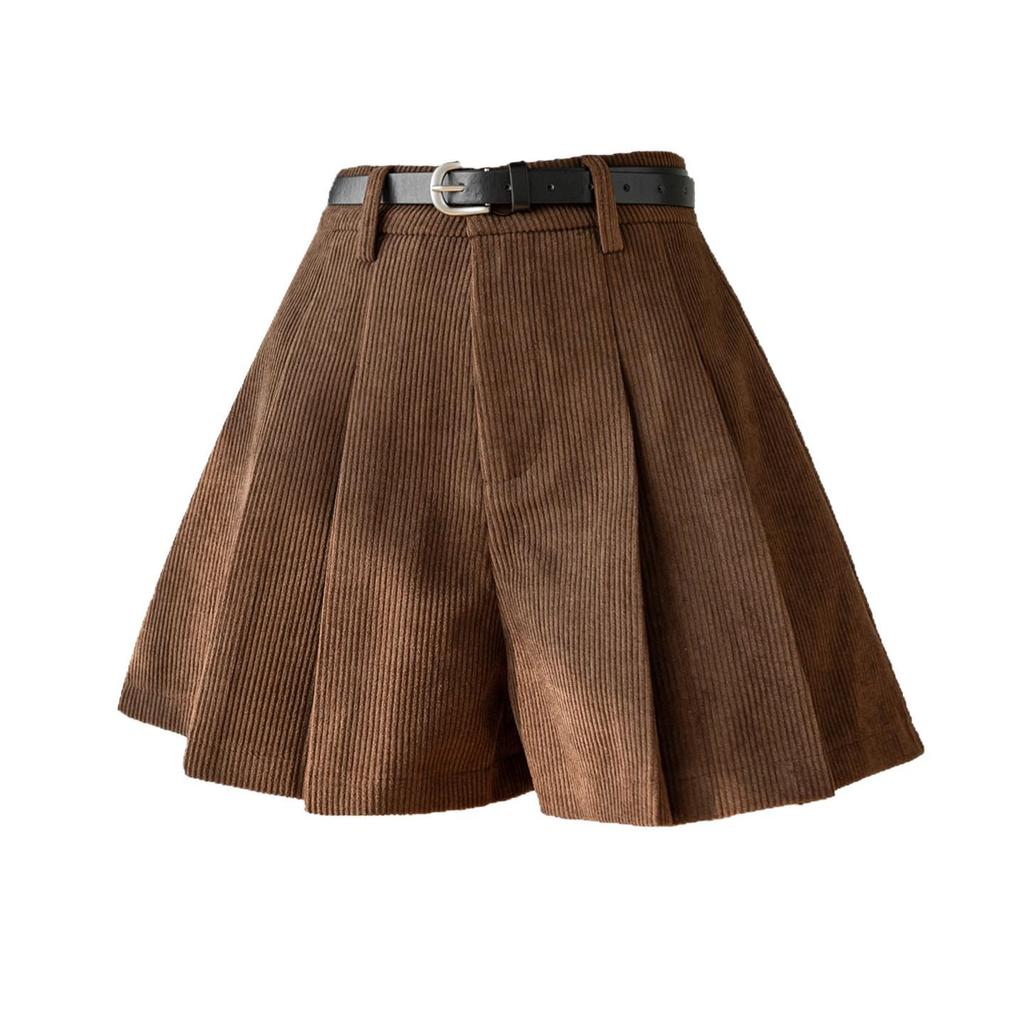Women's High Waist Corduroy A-line Wide Leg Shorts - Autumn/Winter 2025 Collection