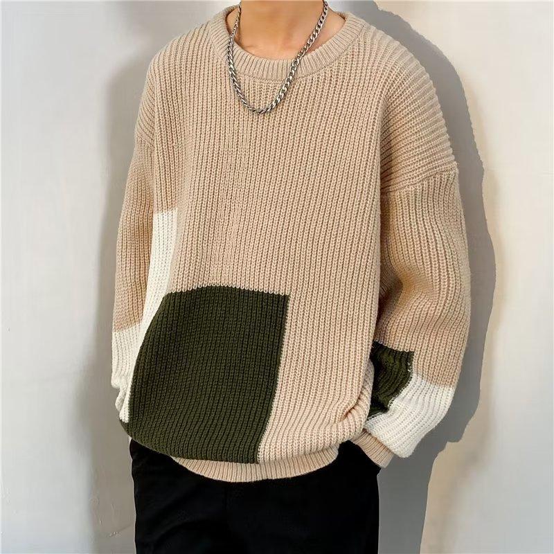 Autumn and Winter Retro Thick Sweater Men s Spring and Autumn Lazy Round Neck Sweater Bottom Layer Men s Winter M