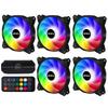 upHere 120mm ARGB PC Case Fan 5V 3PIN ARGB Quiet Type 6PIN Fan Hub Remote Control Included 5 Pieces + [PF1206-5]
