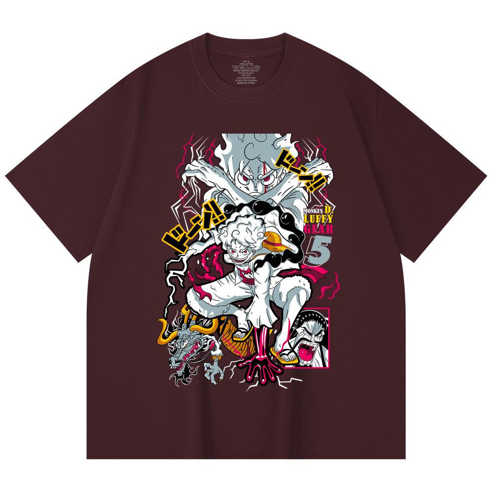 

230 Gsm 100% Cotton One Piece V23 Luffy Gear Print Unisex Heavy Cotton T Shirt 2XL