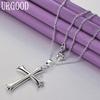 925 Sterling Silver Classic Cross Pendant Necklace Wedding Fashion Jewelry