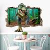 Jurassic Tyrannosaur Broken Wall Hole Art Stickers Jungle Dinosaur World Mural Self Adhesive For Home Decoration Aesthetic Rooms