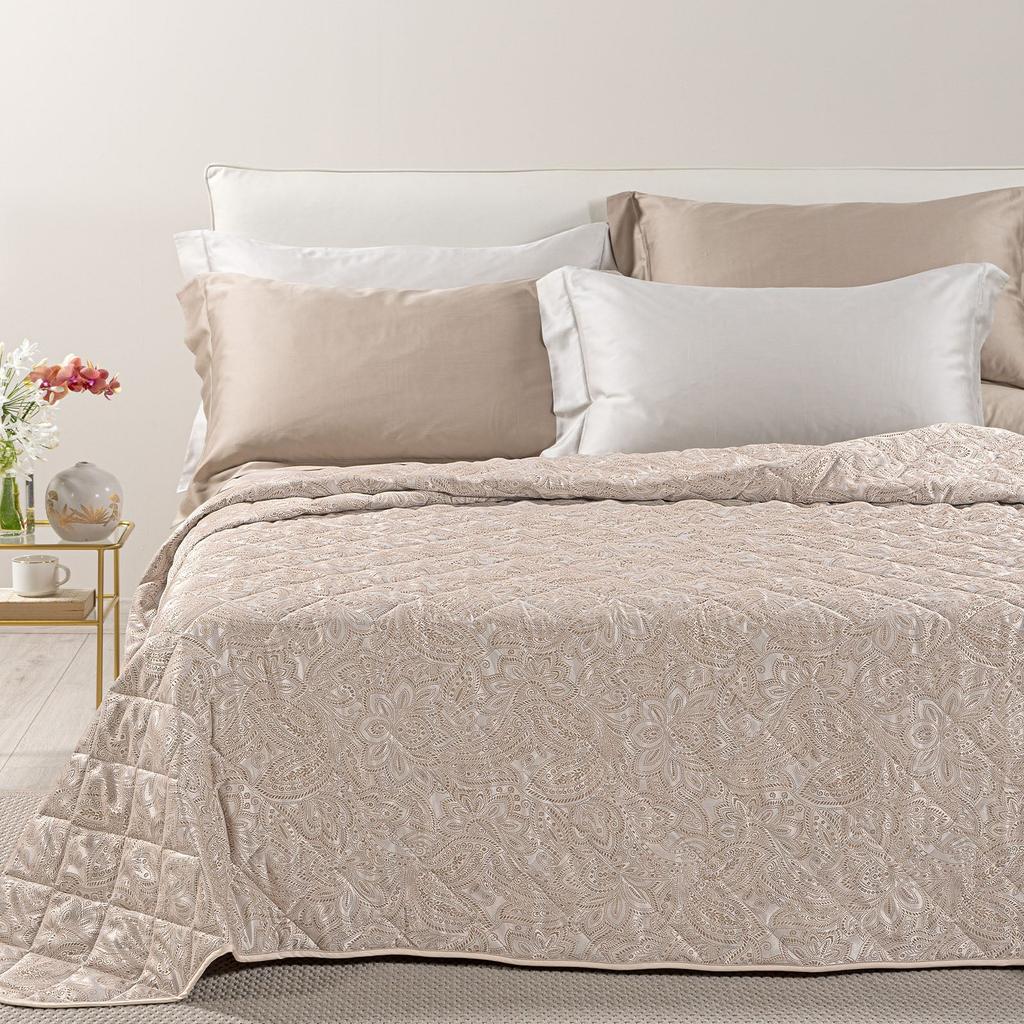 Copriletto Primaverile dorata in Raso Jacquard 80 gr/mq