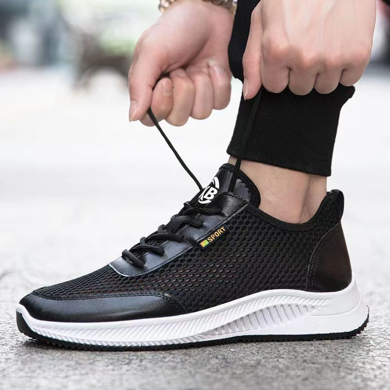 Summer Hollow Sports Shoes Mesh Breathable Men's Casual Shoes Mesh Shoes Casual Soft Sole Comfortable Versatile Running Shoes