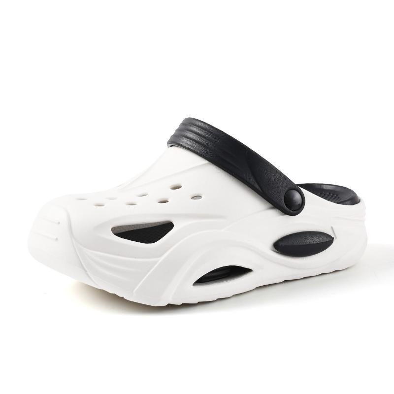 

Новые тапочки с закрытым носком, дышащие туфли с отверстиями, мужские и женские пляжные туфли, толстая подошва, прохладные тапочки, мужские, увеличивающие рост, нескользящие 44-45