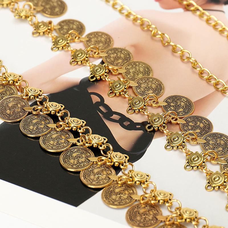 Hip-Hop Tide Retro Compass Pendant Belt Dame Decorative Belly Dance Dress Single Layer Waist Chain